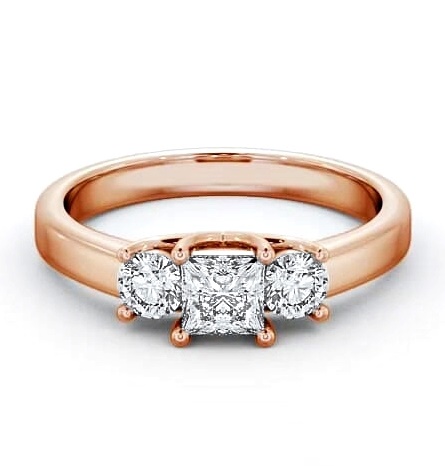 Three Stone Princess Diamond Sweeping Prongs Trilogy Ring 9K Rose Gold TH31_RG_THUMB2 