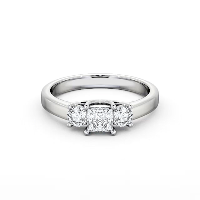 Three Stone Princess Diamond Ring 18K White Gold - Breana TH31_WG_HAND