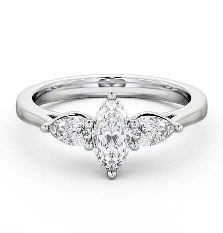 Three Stone Marquise and Pear Diamond Trilogy Ring 18K White Gold TH33_WG_THUMB1