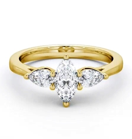 Three Stone Marquise and Pear Diamond Trilogy Ring 18K Yellow Gold TH33_YG_THUMB2 