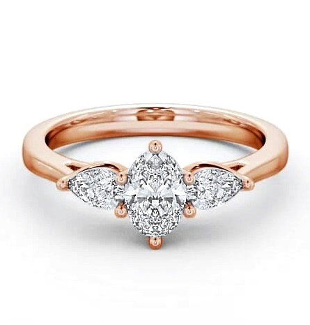 Three Stone Oval and Pear Diamond Trilogy Ring 9K Rose Gold TH34_RG_THUMB1