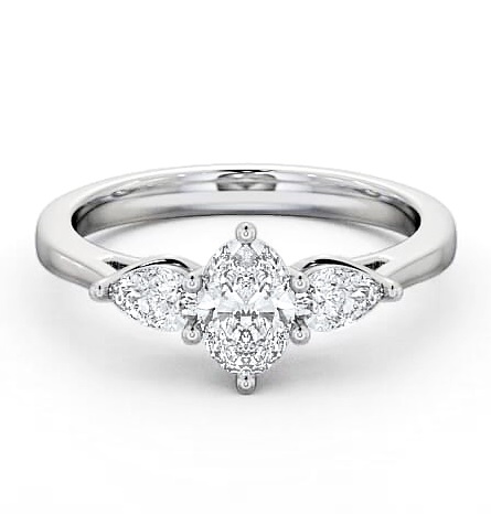 Three Stone Oval and Pear Diamond Trilogy Ring 18K White Gold TH34_WG_THUMB2 