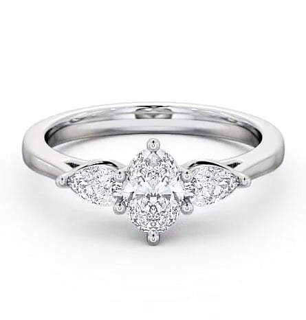 Three Stone Oval and Pear Diamond Trilogy Ring 9K White Gold TH34_WG_THUMB2 