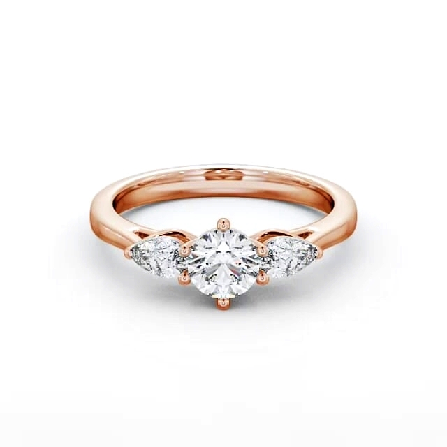 Three Stone Round Diamond Ring 9K Rose Gold - Daisy TH35_RG_HAND