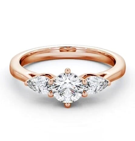 Three Stone Round and Pear Diamond Trilogy Ring 18K Rose Gold TH35_RG_THUMB2 