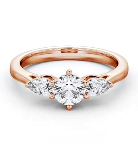 Three Stone Round and Pear Diamond Trilogy Ring 18K Rose Gold TH35_RG_THUMB1