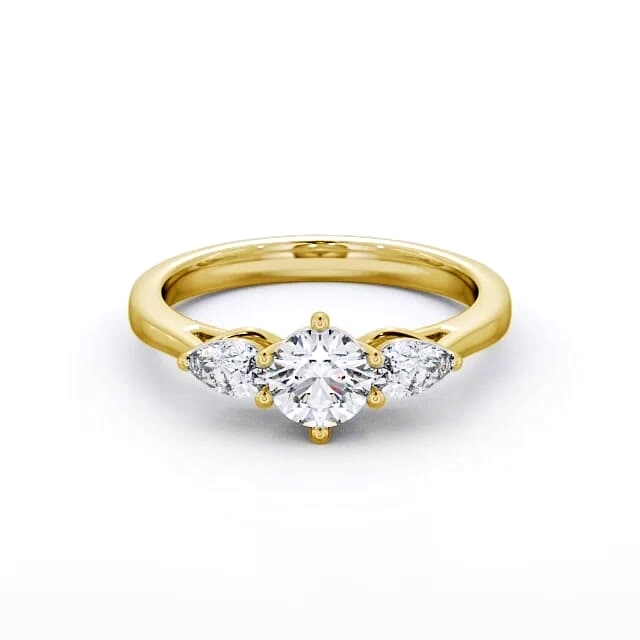 Three Stone Round Diamond Ring 9K Yellow Gold - Daisy TH35_YG_HAND