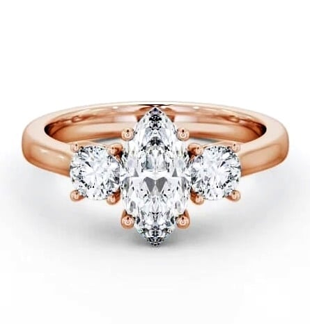 Three Stone Marquise and Round Diamond Trilogy Ring 9K Rose Gold TH36_RG_THUMB1