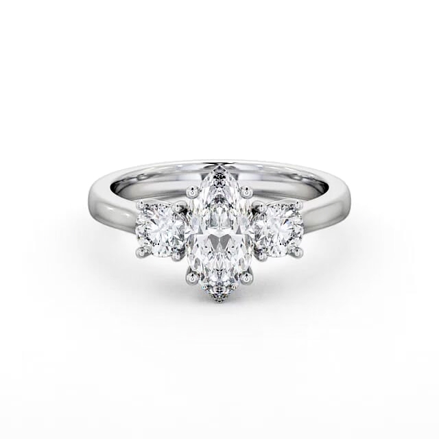 Three Stone Marquise Diamond Ring 9K White Gold - Keeva TH36_WG_HAND