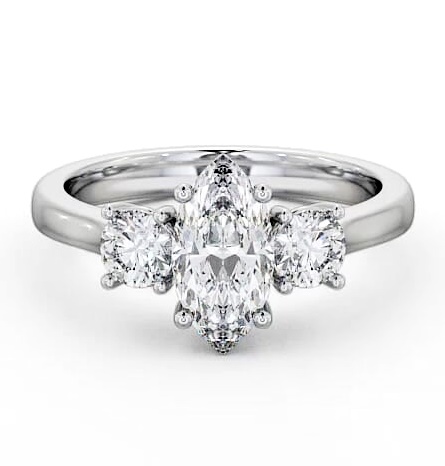 Three Stone Marquise and Round Diamond Trilogy Ring 9K White Gold TH36_WG_THUMB1