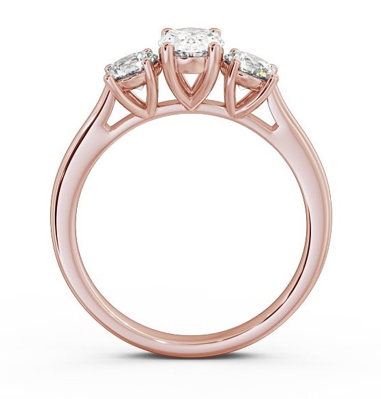 Three Stone Oval and Round Diamond Trilogy Ring 9K Rose Gold TH37_RG_THUMB1