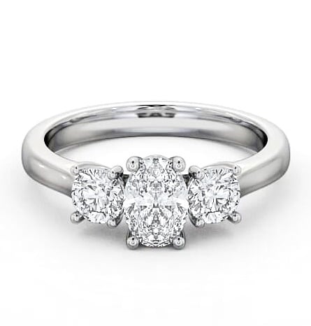 Three Stone Oval and Round Diamond Trilogy Ring 18K White Gold TH37_WG_THUMB2 