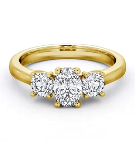Three Stone Oval and Round Diamond Trilogy Ring 9K Yellow Gold TH37_YG_THUMB2 
