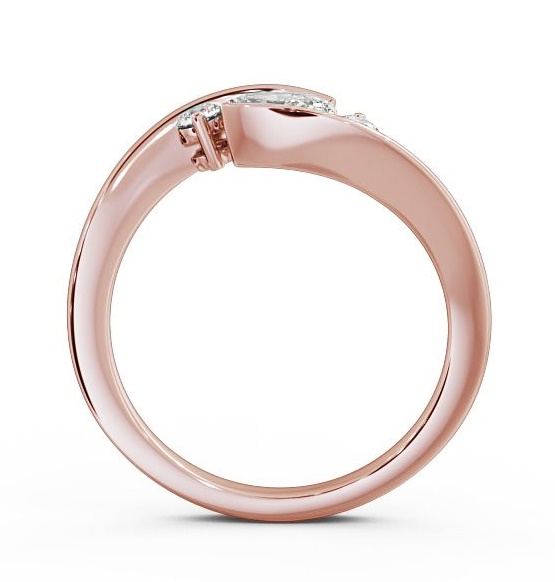 Three Stone Oval and Round Diamond Sweeping Band Ring 9K Rose Gold TH38_RG_THUMB1
