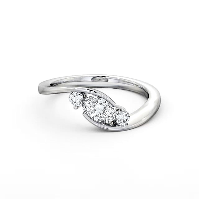 Three Stone Oval Diamond Ring 18K White Gold - Anissa TH38_WG_HAND