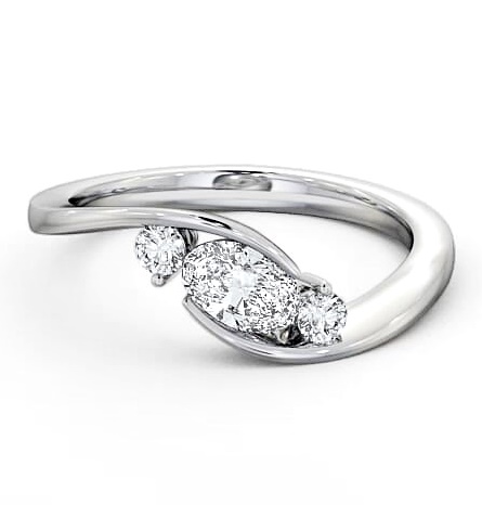 Three Stone Oval and Round Diamond Sweeping Band Ring 18K White Gold TH38_WG_THUMB2 