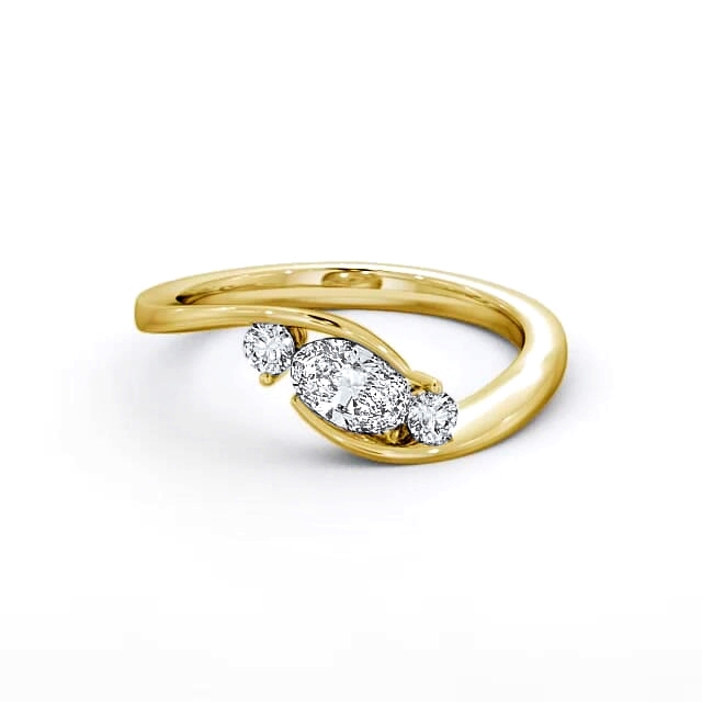 Three Stone Oval Diamond Ring 18K Yellow Gold - Anissa TH38_YG_HAND