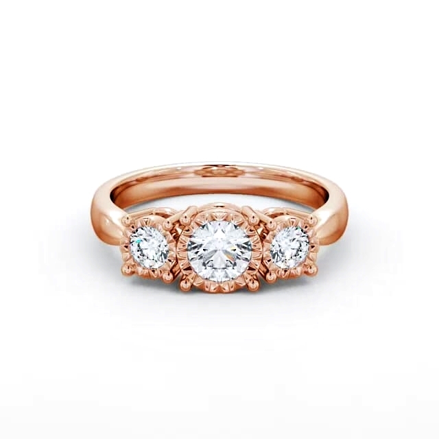 Three Stone Round Diamond Ring 18K Rose Gold - Audrie TH39_RG_HAND