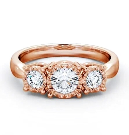 Three Stone Round Diamond Illusion Setting Style Ring 18K Rose Gold TH39_RG_THUMB1