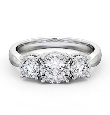 Three Stone Round Diamond Illusion Setting Style Ring 9K White Gold TH39_WG_THUMB1
