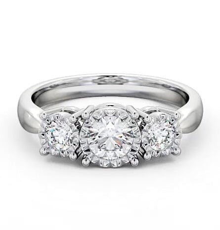 Three Stone Round Diamond Illusion Setting Style Ring Platinum TH39_WG_THUMB2 