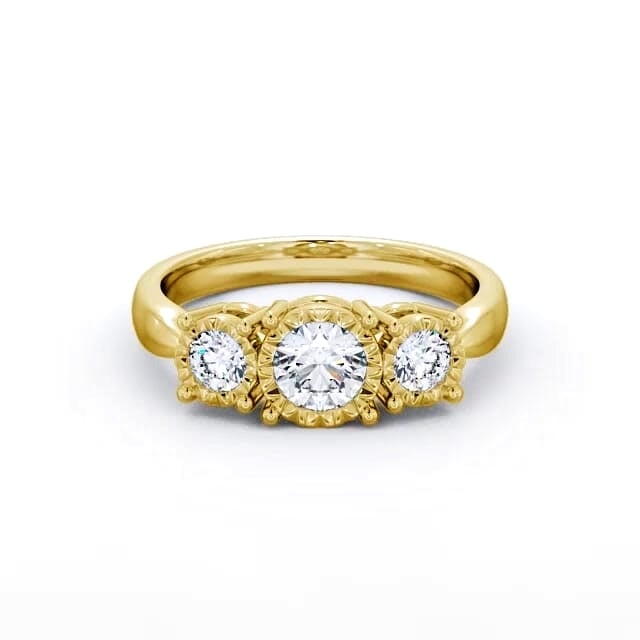 Three Stone Round Diamond Ring 18K Yellow Gold - Audrie TH39_YG_HAND