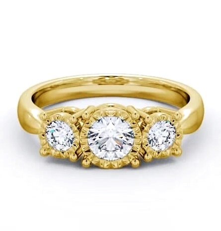 Three Stone Round Diamond Illusion Setting Style Ring 9K Yellow Gold TH39_YG_THUMB1