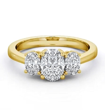 Three Stone Oval Diamond Trilogy Ring 18K Yellow Gold TH3_YG_THUMB1