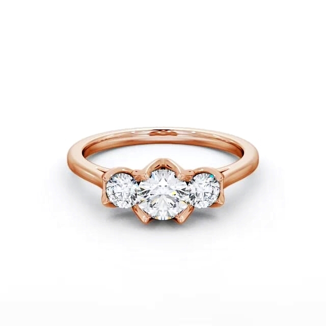 Three Stone Round Diamond Ring 9K Rose Gold - Jaylen TH40_RG_HAND