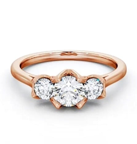 Three Stone Round Diamond Leaf Shaped Prongs Ring 18K Rose Gold TH40_RG_THUMB2 
