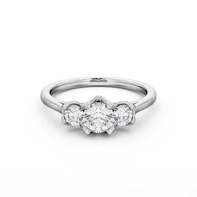 Three Stone Round Diamond Ring Platinum - Jaylen TH40_WG_HAND