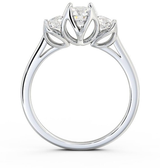 Three Stone Round Diamond Leaf Shaped Prongs Ring Platinum TH40_WG_THUMB1