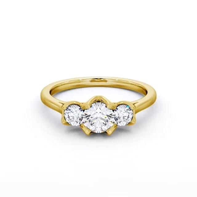 Three Stone Round Diamond Ring 9K Yellow Gold - Jaylen TH40_YG_HAND