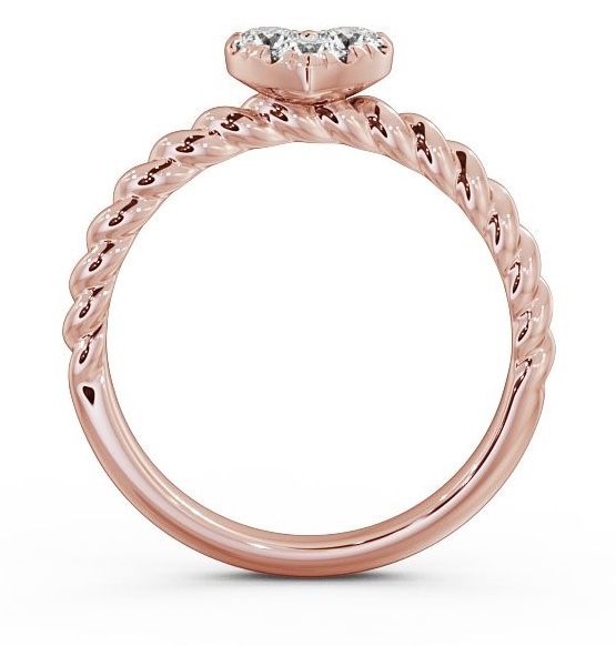 Heart Shaped Three Stone Round Diamond Rope Style Band Ring 18K Rose Gold TH41_RG_THUMB1