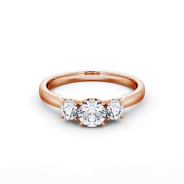 Three Stone Round Diamond Ring 9K Rose Gold - Arissa TH42_RG_HAND