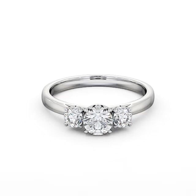 Three Stone Round Diamond Ring Platinum - Arissa TH42_WG_HAND
