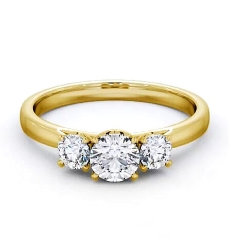 Three Stone Round Diamond Trilogy Ring 9K Yellow Gold TH42_YG_THUMB1