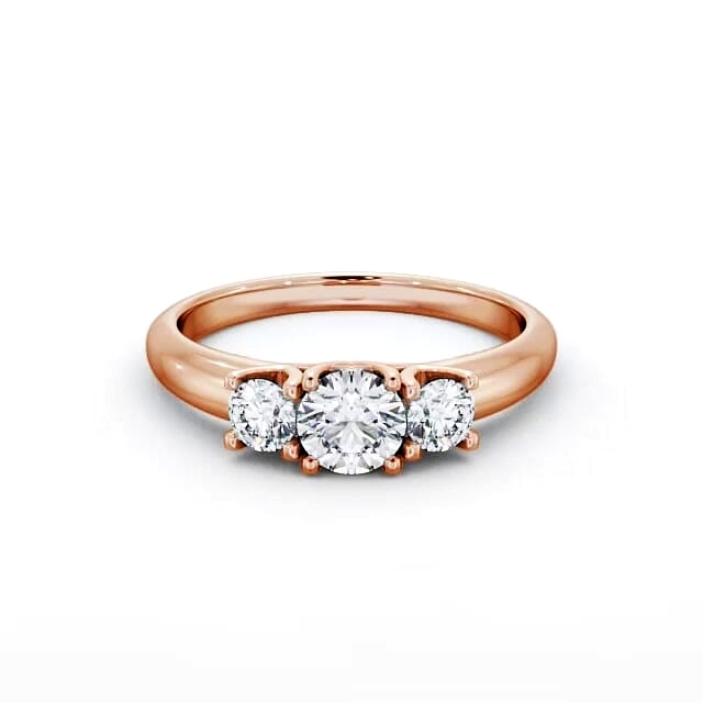 Three Stone Round Diamond Ring 18K Rose Gold - Moana TH43_RG_HAND