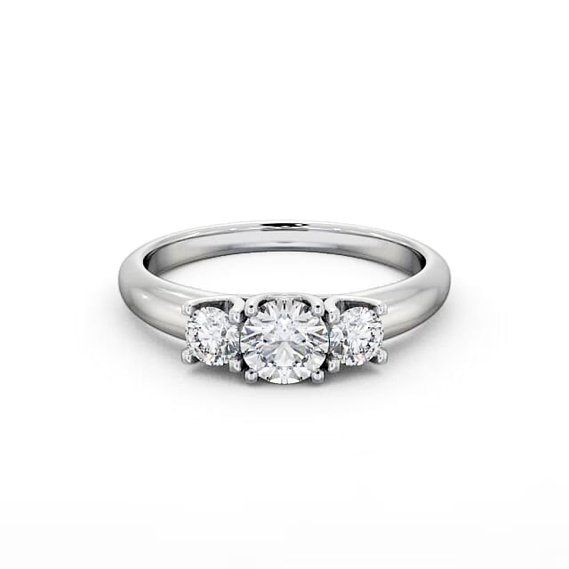 Three Stone Round Diamond Ring 9K White Gold - Moana TH43_WG_HAND