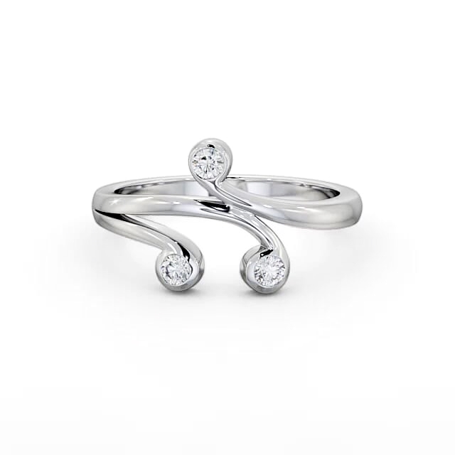 Three Stone 0.15ct Round Diamond Ring 18K White Gold - Adalina TH44_WG_HAND