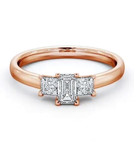 Three Stone Emerald and Princess 0.70ct Diamond Ring 9K Rose Gold TH45_RG_thumb2.jpg 