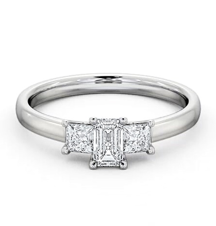 Three Stone Emerald and Princess 0.70ct Diamond Ring Platinum TH45_WG_thumb2.jpg 