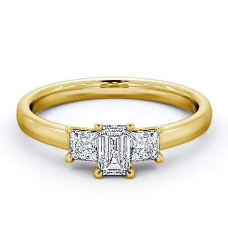 Three Stone Emerald and Princess 0.70ct Diamond Ring 9K Yellow Gold TH45_YG_thumb2.jpg 