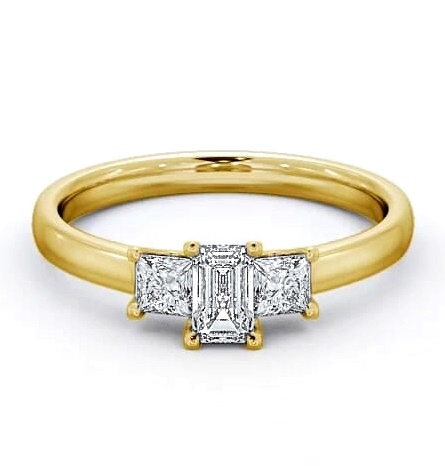 Three Stone Emerald and Princess 0.70ct Diamond Ring 18K Yellow Gold TH45_YG_thumb1.jpg
