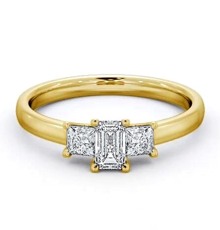 Three Stone Emerald and Princess 0.70ct Diamond Ring 18K Yellow Gold TH45_YG_thumb2.jpg 