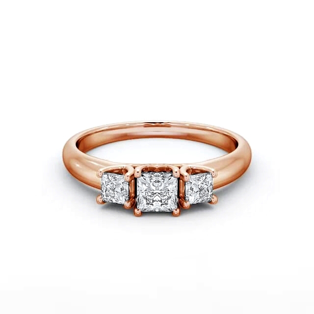 Three Stone Princess Diamond Ring 18K Rose Gold - Teigan TH46_RG_HAND