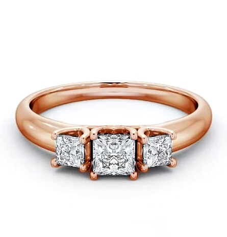 Three Stone Princess Diamond Contemporary Style Ring 18K Rose Gold TH46_RG_THUMB1