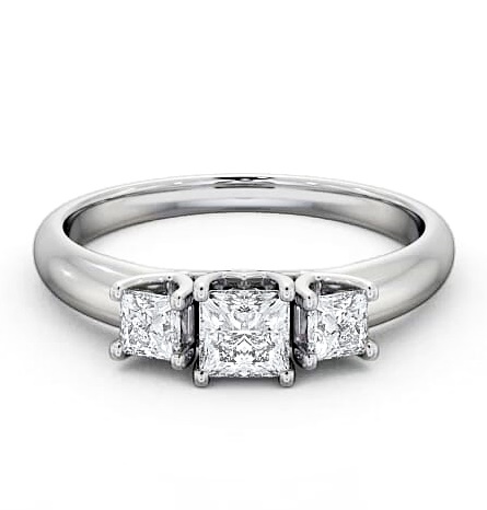 Three Stone Princess Diamond Contemporary Style Ring 18K White Gold TH46_WG_THUMB2 