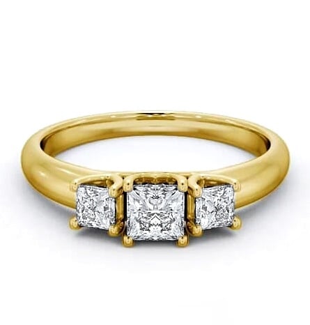 Three Stone Princess Diamond Contemporary Style Ring 9K Yellow Gold TH46_YG_THUMB2 
