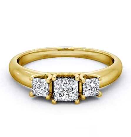 Three Stone Princess Diamond Contemporary Style Ring 9K Yellow Gold TH46_YG_THUMB1